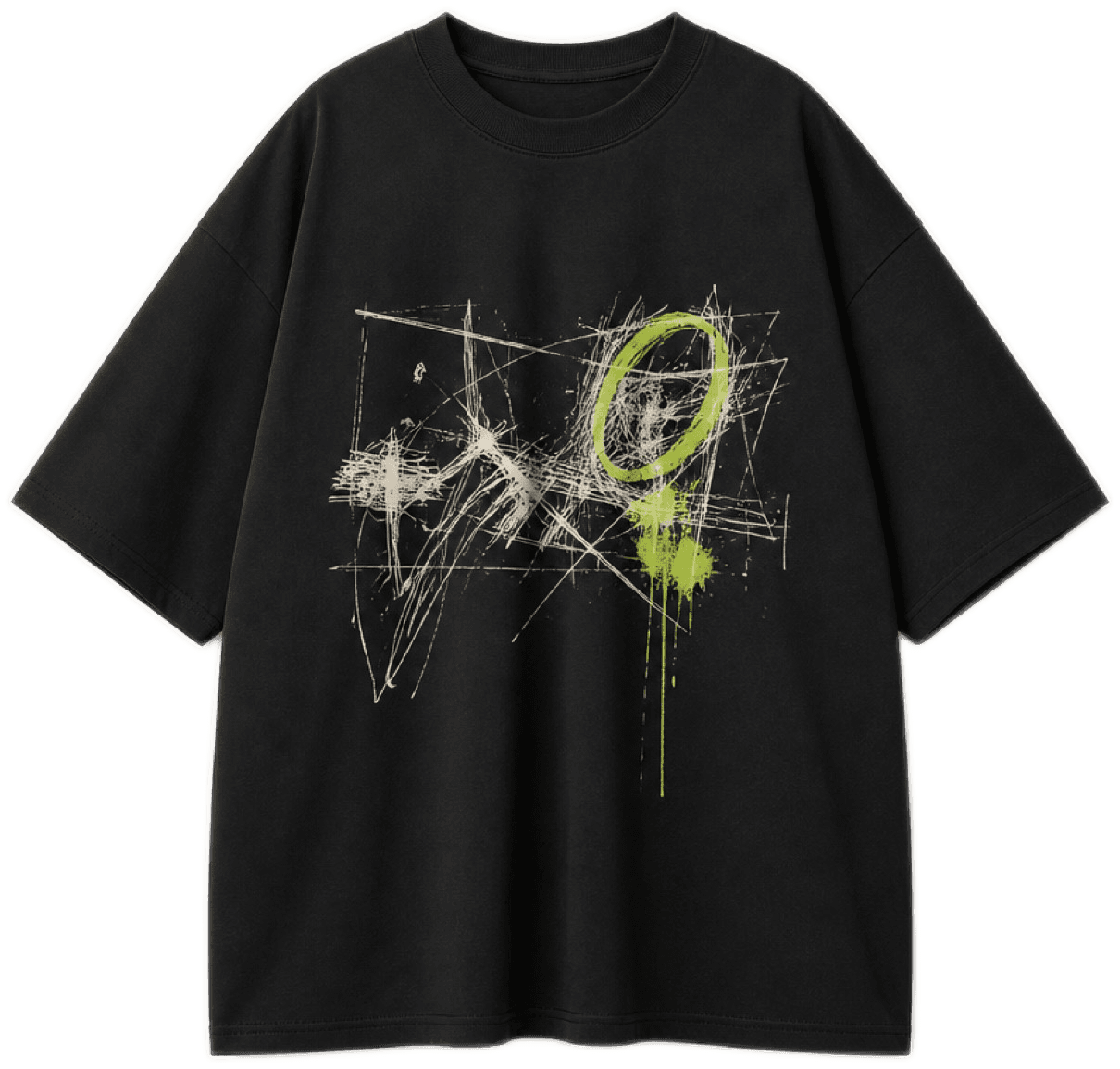 Black oversized tee, background removed